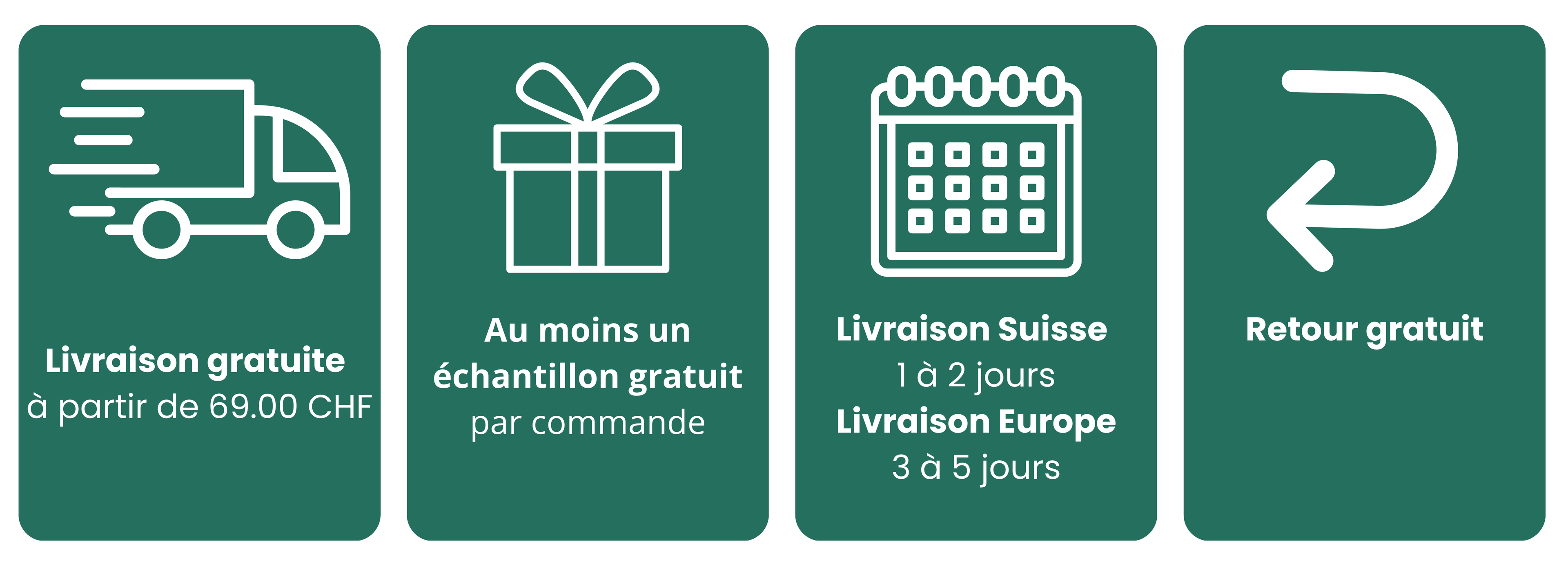 livraison gratuite échantillon gratuit, livraison suisse Europe retour gratuit Pureté Solide